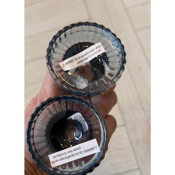 New Blue taper glass candlestick holders, 2. Measurements in pics. - Picture 6 of 6